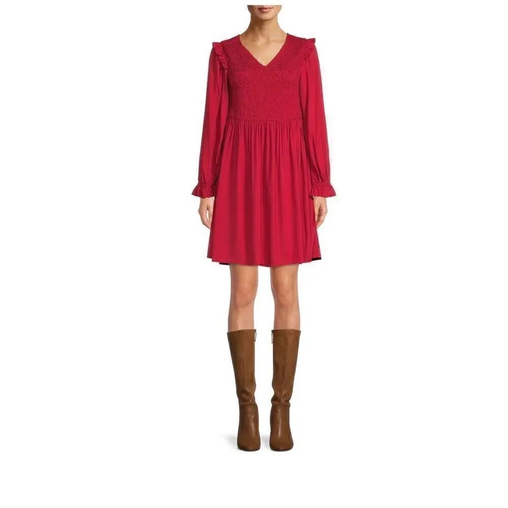 BeachLunchLounge Longsleeve Babydoll Dress, Womens size s